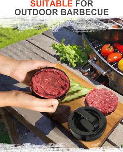 Purfex Hamburger Press Patty Maker – 3-in-1 Non-Stick Patty Mold for Stuffed Burgers, Sliders, Veggie & Beef Burgers, BBQ Grilling Accessory