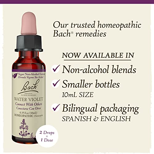 Bach Original Flower Remedies, Water Violet For Connecting With Others (Non-Alcohol Formula), Natural Homeopathic Flower Essence, Holistic Wellness And Stress Relief, Vegan, 10Ml Dropper #TOP30