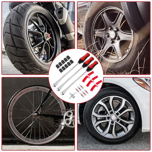 Image of MAQUITA Tire Spoons Iron Set, 3pcs Steel Tire Changing Removal Tool 295mm for Dirt Bike Lawn Mower Motorcycle Tire Spoon Lever|Rim Protector Valve Tool Valve Cores Tire Valve Stem Tool kit