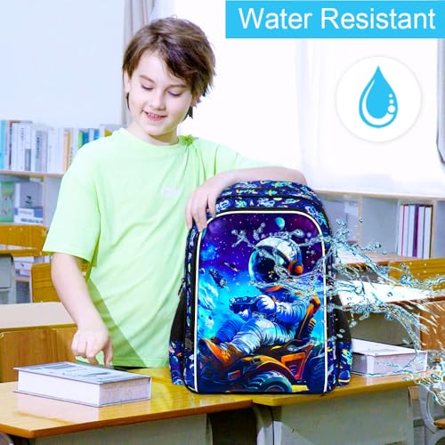 Image of WZLVO 3PCS Dinosaur Backpack for Boys, 16 Inch Kids Water Resistant Preschool Elementary Kindergarten Bookbags and Lunch Box