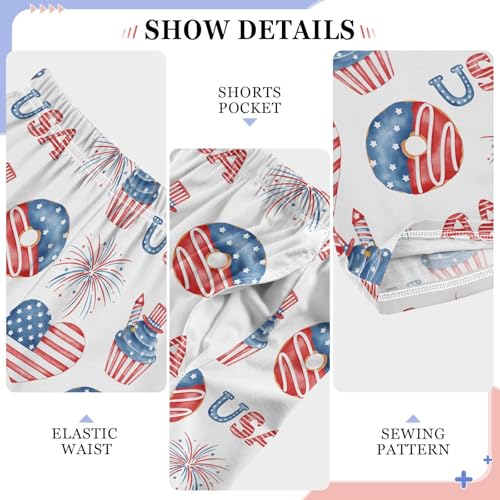 ZZXXB USA Donut Cupcake Boys Long Pants Soft Trousers Elastic Waist Kids Lounge Bottoms with Pockets S-XL4