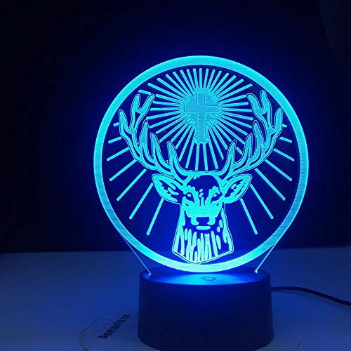 Preisvergleich Produktbild 3D-Nachttischlampe Bluetooth Jagermeister Wechsel der LED-Nachtlichtlampe Berührungssensor USB- und batteriebetriebenes Nachtlicht für Bar 3DTable-Lampe