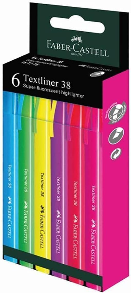 Faber-Castell Textliner 38 zakreślacz 6-częściowy, wielokolorowy, zestaw