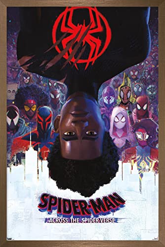Trends International Marvel Spider-Man: Across the Spider-Verse - Official One Sheet Wall Poster, 22.38" x 34", Bronze Framed Version