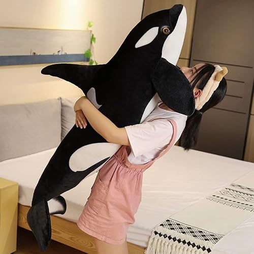 Miniatura 4 de pangcangshu Bonita simulación de ballena asesina de peluche peluche de orca pez tiburón almohada suave para dormir para niños y niñas regalo para