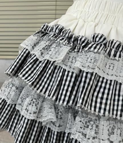 Y2K Lolita Skirts Jirai Kei Lace Cake Skirt with Rivets Kawaii Style Layered Short Miniskirt Cutecore4