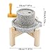 Hand Stone Mill, Natural Hemp Stone Grinder, Hand Dry Wet Grain Plant with Stand and Wooden Handle for Grinding Soy Milk, Wheat Flour, Rice, Peanut, Sesame Seed (White)