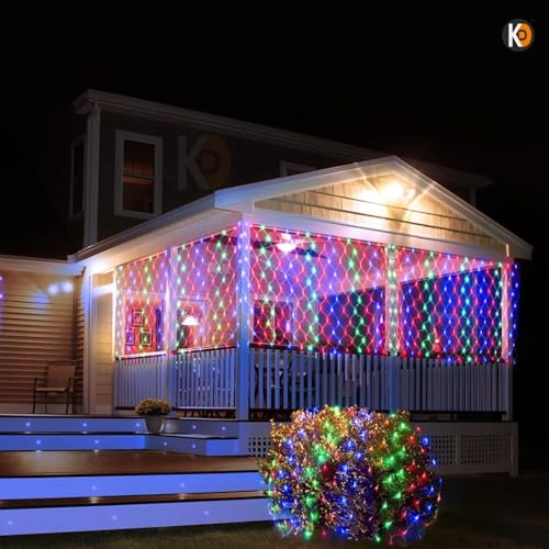 Image of K D ED Net Mesh String Lights - 192 LEDs, 9.8Ft x 6.6Ft, Warm Multi, 8 Modes, IP44 Waterproof, Connectable for Diwali, Navratri, Christmas (Net Mesh Multi Jali)