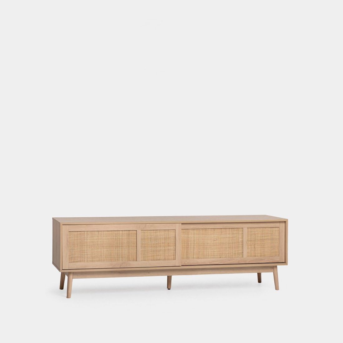 KLAST Mueble TV PB, melamina, ratán Natural Color Natural 56 cm x 180 cm