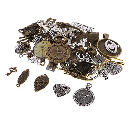 P Prettyia 100 Gram DIY Assorted Color Antique Metal Steampunk Charms Pendant for Crafting, Cosplay Decoration,Jewelry Making Accessories steampunk buy now online