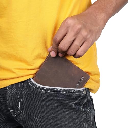 Image of TANSTITCH Slim Leather Wallet || Small,Compact, Minimalist & Thin Wallet || RFID Protected || Front Pocket Carry
