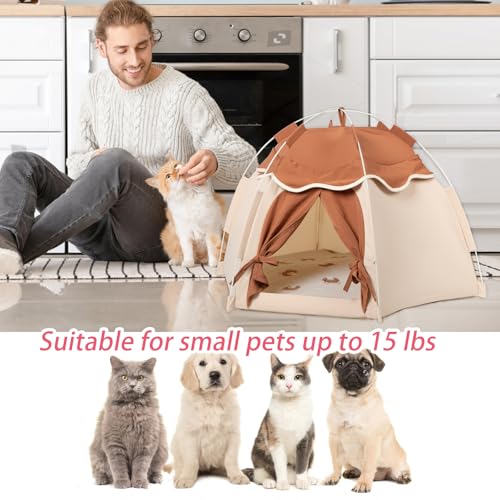 Gigreinc Cat Tent for Indoor, Indoor Dog House,Kitten Tent Suitable for Samll Dogs,Pet Cute Cave Nest Dog Houses(Beige, Medium) - Image 6
