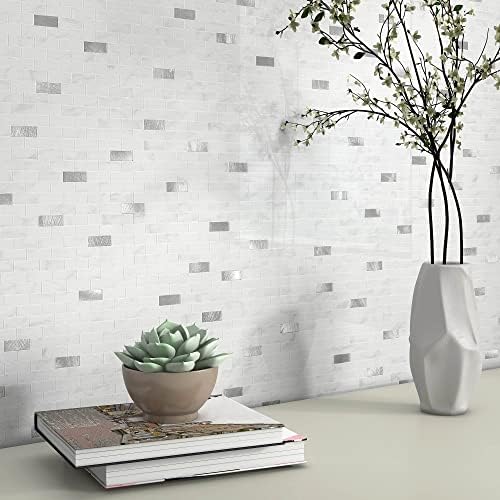 BeNice Peel and Stick Backsplash for Kitchen Stickers,Peel and Stick Mosaic Tile,Stick Tiles Bathroom Tile Stickers Peel and Stick Marble Tiles Waterproof Shower Tiles(10pcs,Carrara White)