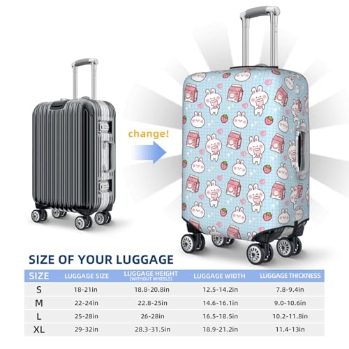 Cute Rabbit with Milk Box Print Luggage Cover Elasticated Suitcase Covers TSA Approved Stylish Scratch Washable Resistant Case Protector for Kids and Adults4