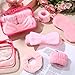 Hoteam 30 Pcs Sleepover Party Supplies Valentine Galentine Gift 6 Pink Spa Headband 6 Pink Plush Sleep Eye Mask 6 Velvet Scrunchies 6 Wristband 6 Clear Cosmetic Bags for Slumber Spa Party Favor
