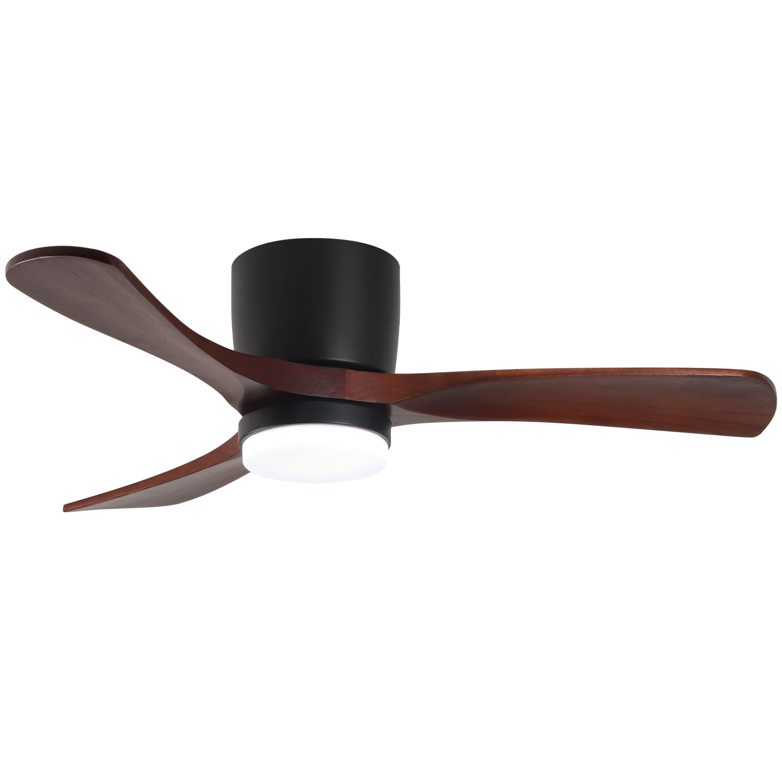 GESUM 42" Flush Mount Ceiling Fan With Light - Remote, 3 Colors, 6 Speeds, Timer, Low Profile For Bedroom