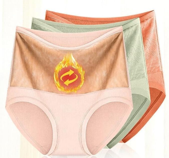 New Velvet Thermal Underwear for Women, High-Waist Pure Cotton Waist-Protecting Belly-Control Thickened Briefs