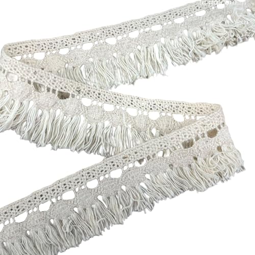 Whyzsjnclg - Lace Trim, Lace Trim for Sewing 10 Yards Elegant Fringed Edge Floral Embroidery Cotton Thread for Dresses Cuffs Collars DIY