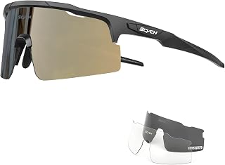 SCVCN Polarized Cycling Glasses Men Mountain Bike Glasses Women 3 Lenses Sport Sunglasses MTB Riding Glasses Bicycle Running