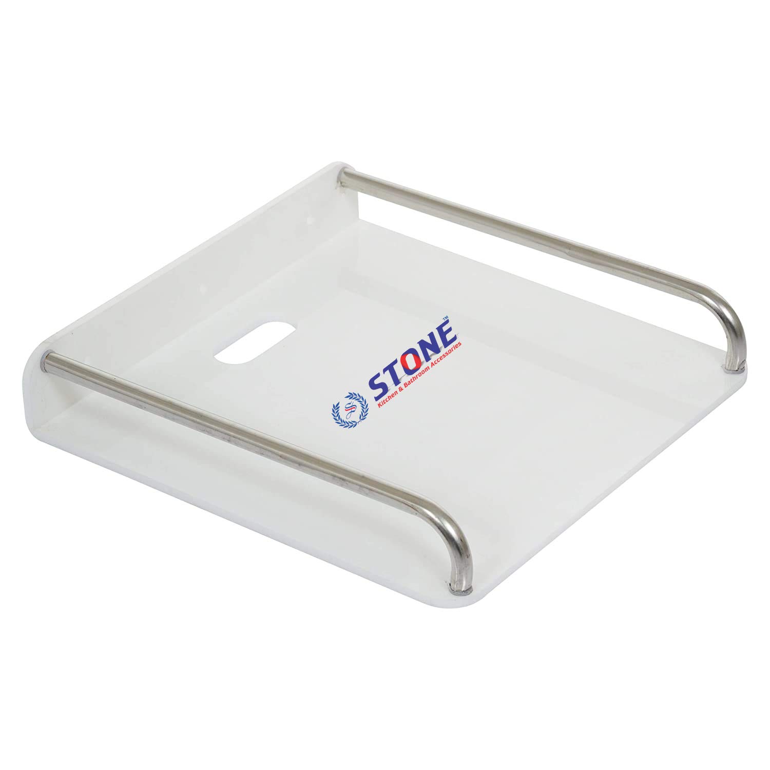 Buy STONE Acrylic White Sheet TV Setup Box with SS Pipe WiFi Router