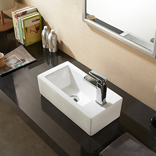 Mecor 20‘’ x 10'' Rectangle Bathroom Ceramic Vessel Basin Sink Bowl, White Porcelain