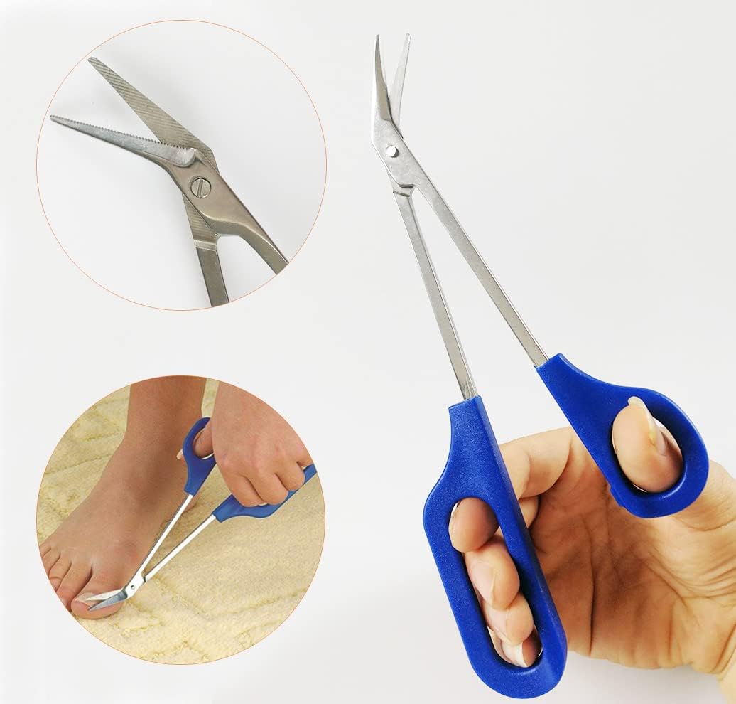 8 Inch Long Handle Toenail Scissors for Thick Nails & Easy Reach Long Handled Toe Nail Clippers for Seniors Women Men