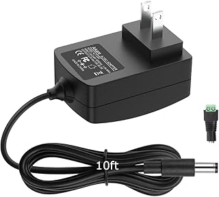12V 3A Power Supply Adapter 36W 3M/10FT AC/DC Charger AC 100V-240V to DC 12Volt 3amp Power Cord 12V 2.5A 2A 1.5A 1A 800mA 500mA for LED Strip Light BT Speaker GPS Webcam Microphone Receiver 3M