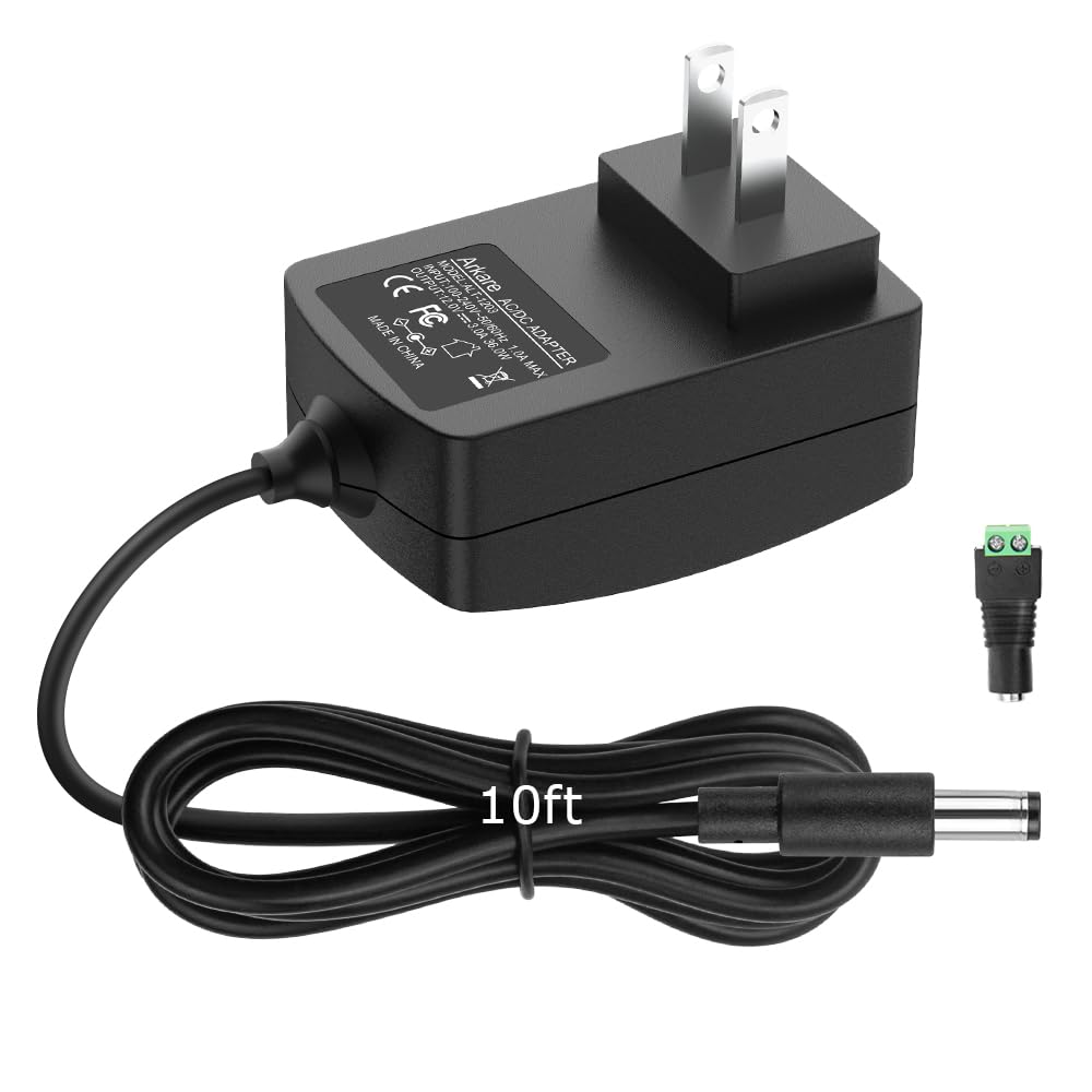 Arkare 12V 3A Power Supply Adapter 36W 3M/10FT AC/DC Charger AC 100V-240V to DC 12Volt 3amp Power Cord 12V 2.5A 2A 1.5A 1A 800mA 500mA for LED Strip
