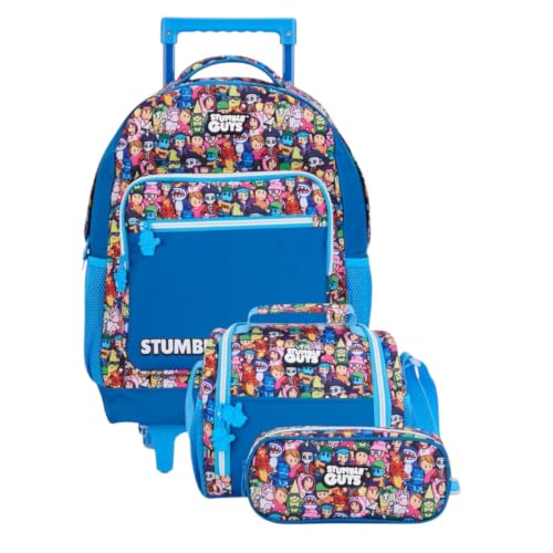Kit Escolar Mochila Rodinhas + Lancheira + Estojo Stumble Guys Xeryus