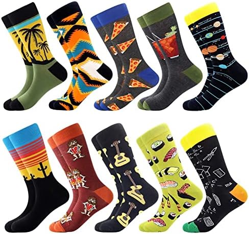 BISOUSOX Men's Colorful Funny Novelty Casual Cotton Crew Gift Fun Dress Socks Novelty for Men Father