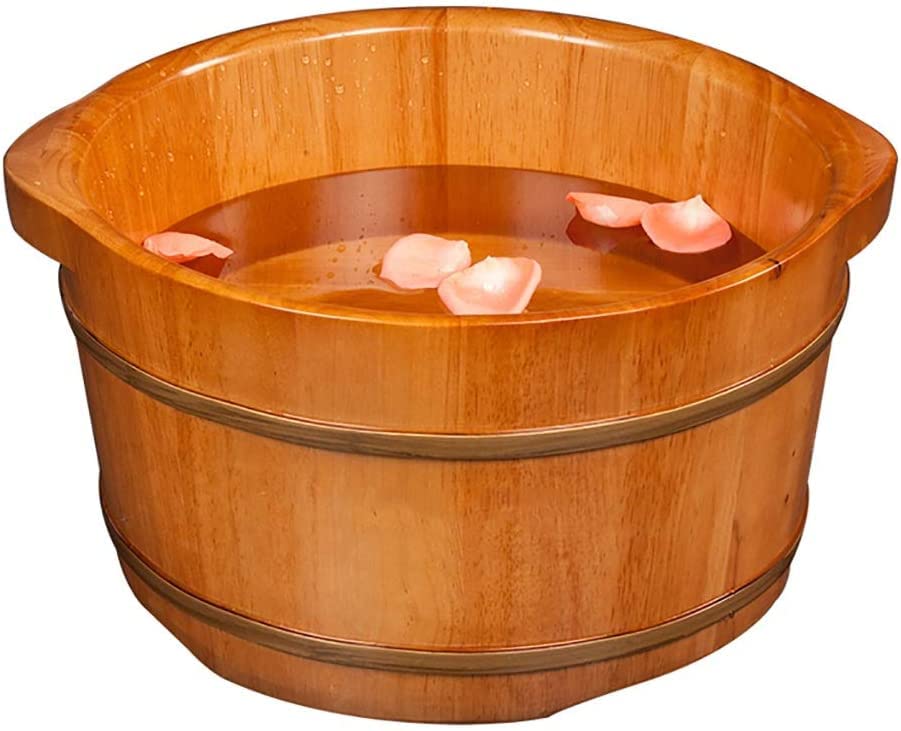 Balde de madera para baño y masaje de pies
