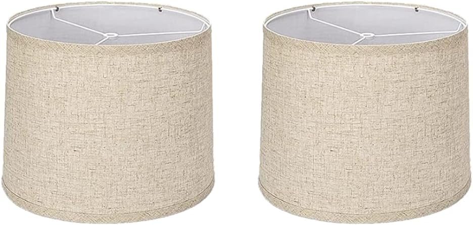 2PCS Lamp Shades Natural Linen Lampshades High Replacement Fabric Lampshades for Floor Lamp Harp Style Lamp -Beige