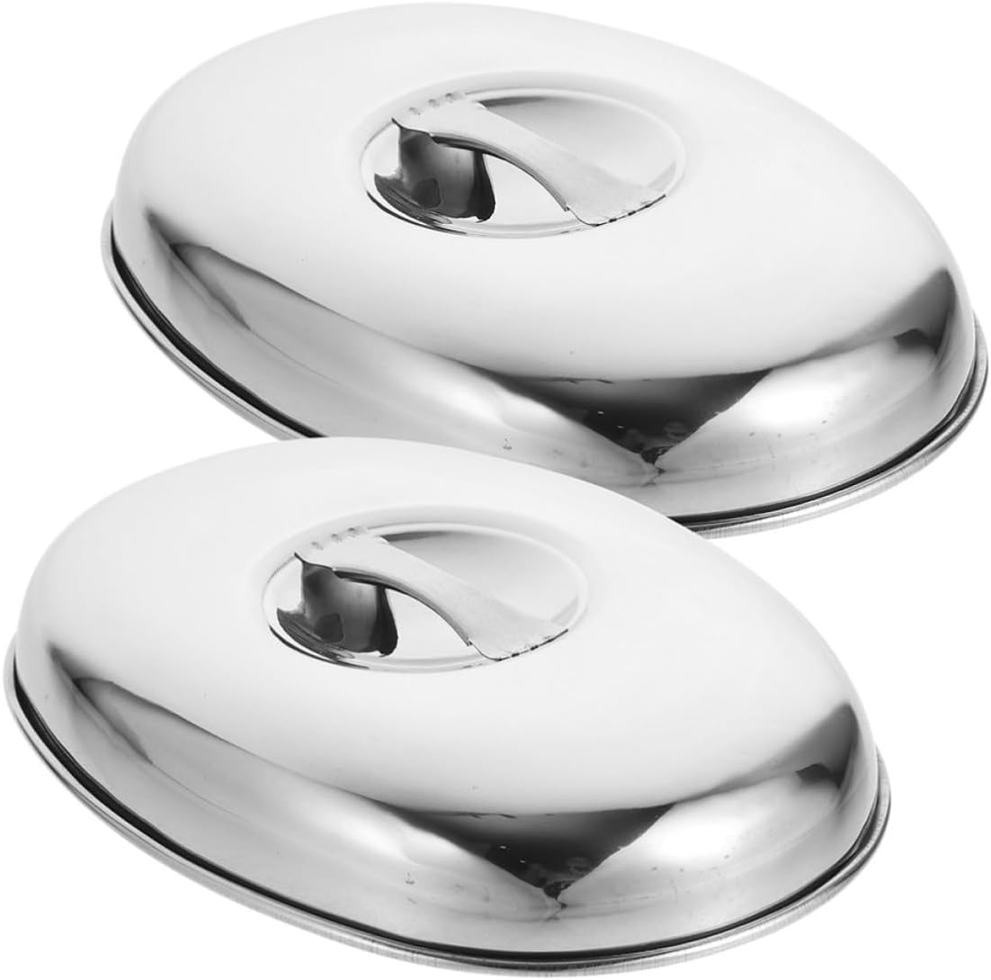 2pcs Oval Stainless Steel Steak Dome Cover for Butter Serving