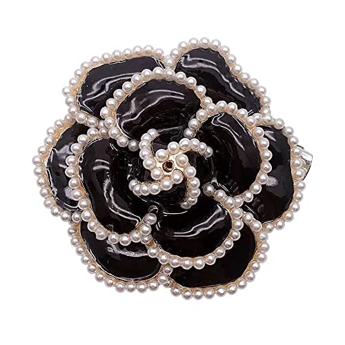Image of Pearl Camellia Flower Brooch Pin for Women Girls Wedding Bouquet Party Lapel Jackets Hat Scarfts Corsage Dress Brooches Pins Exquisite Brides Mother Jewelry Gifts