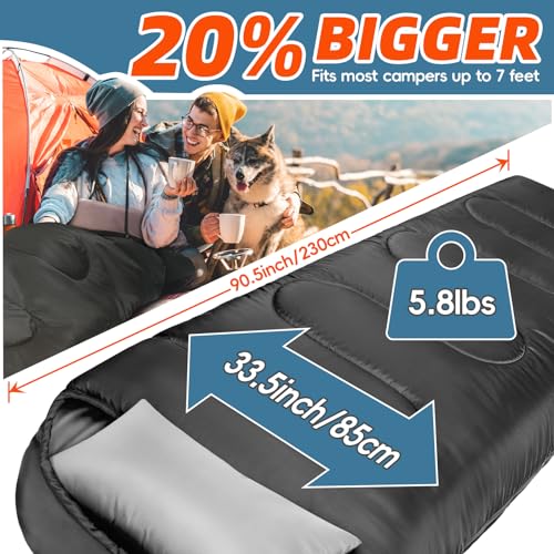 MEREZA 0 Degree Winter Sleeping Bag for Adults Kids with Pillow, Cold Weather Sleeping Bag for 4 Season Camping Hiking Backpacking Sleeping Bags for Big and Tall - Image 2