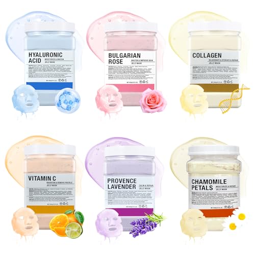 Image of Jelly Mask Powder for Facials, Hydrating & Moisturizing Jelly Face Mask SkinCare, Professional Spa Use Peel Off Face Mask Powder, Deep Hydration & Glow for All Skin Types 23 Fl Oz (6 Units)