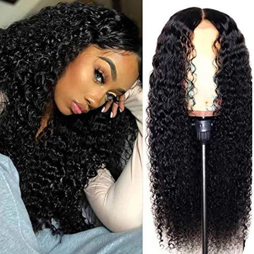 Water Wave Lace Front Human Hair Wig for Black Women, 150% Density Unprocessed Brazilian Curly Human Hair Glueless Wet Wavy Lace Frontal Wigs Pre Plucked with Baby Hair(6 Nature Color) (D)