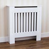 Chelsea White Radiator Cover, Small, Protection, with Shelf, Mesh Pattern, Modern by Vida Designs
