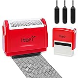 Itari Identity Theft Protection Roller Stamp for Id Blockout,Privacy Confidential and Address Blocker, with Self-Inking Stamps and 3 Refill Inks (red)