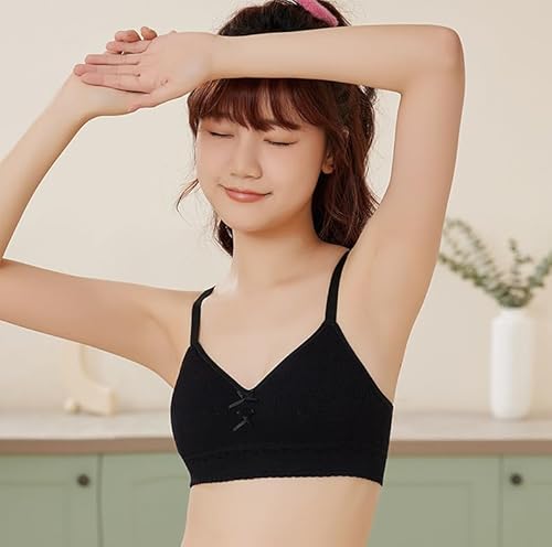 Herepai Sutiãs de treinamento para meninas, sem costura, alças finas nos ombros, pacote com 6, Coral