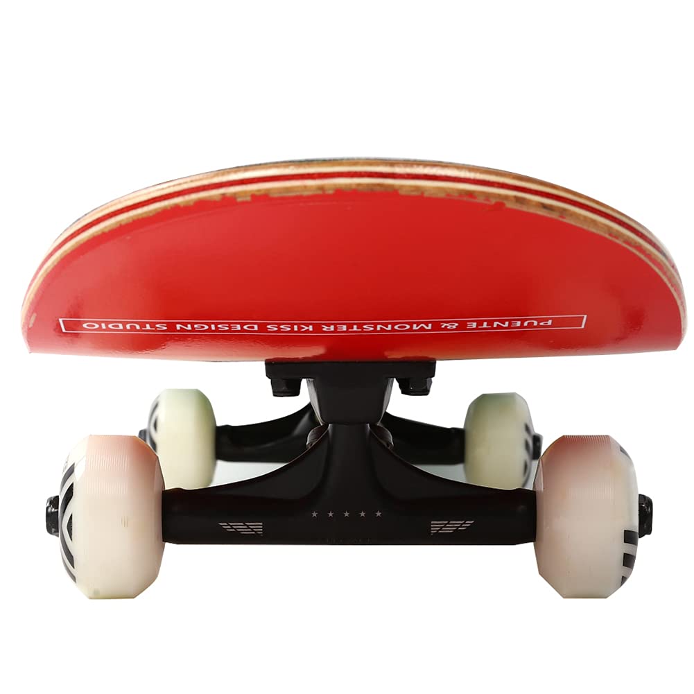 Alomejor Patineta Luminosa para Niños, Tabla Curva Doble de Arce, Ruedas