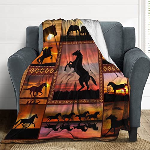 Horse Blanket Animal Print Throw Blanket, Soft Cozy Blanket Fleece Blanket Couch Blanket Bed Throw Tv Blanket Horse Lovers Gifts For Girls Women Men - 40"X50"(Child) #TOP7