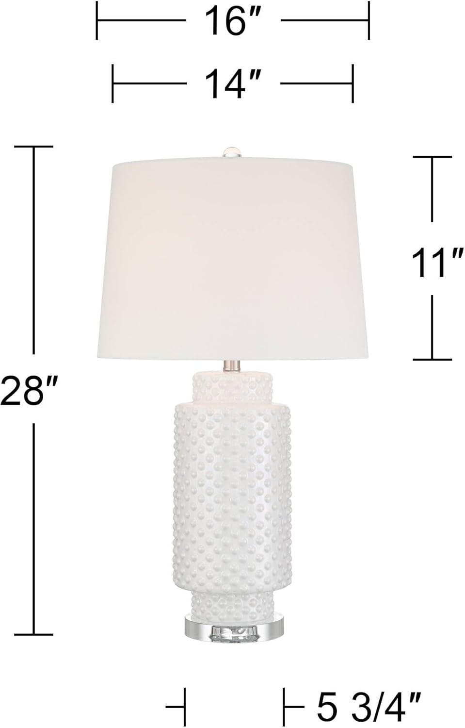 Possini Euro Design Luisa 28" Tall Modern Coastal 3-Way Table Lamp Dimpled White Finish Ceramic Single Fabric Shade Living Room Bedroom Bedside Nightstand House Office Family Reading Kitchen