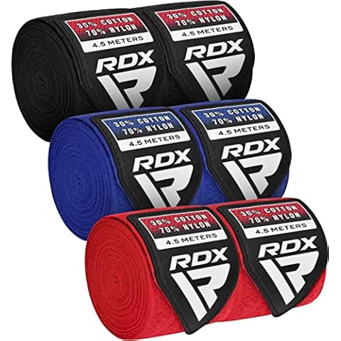 RDX 4.5m Profi Boxbandagen 3 Paar Set, MMA Boxen Muay Thai, Elastisch Handbandagen Mit Daumenschlaufe, Lang Innenhandschuhe, Thaiboxen Kickboxen Boxsack Punchingbälle Training, Hand Wraps Manner Damen Cover
