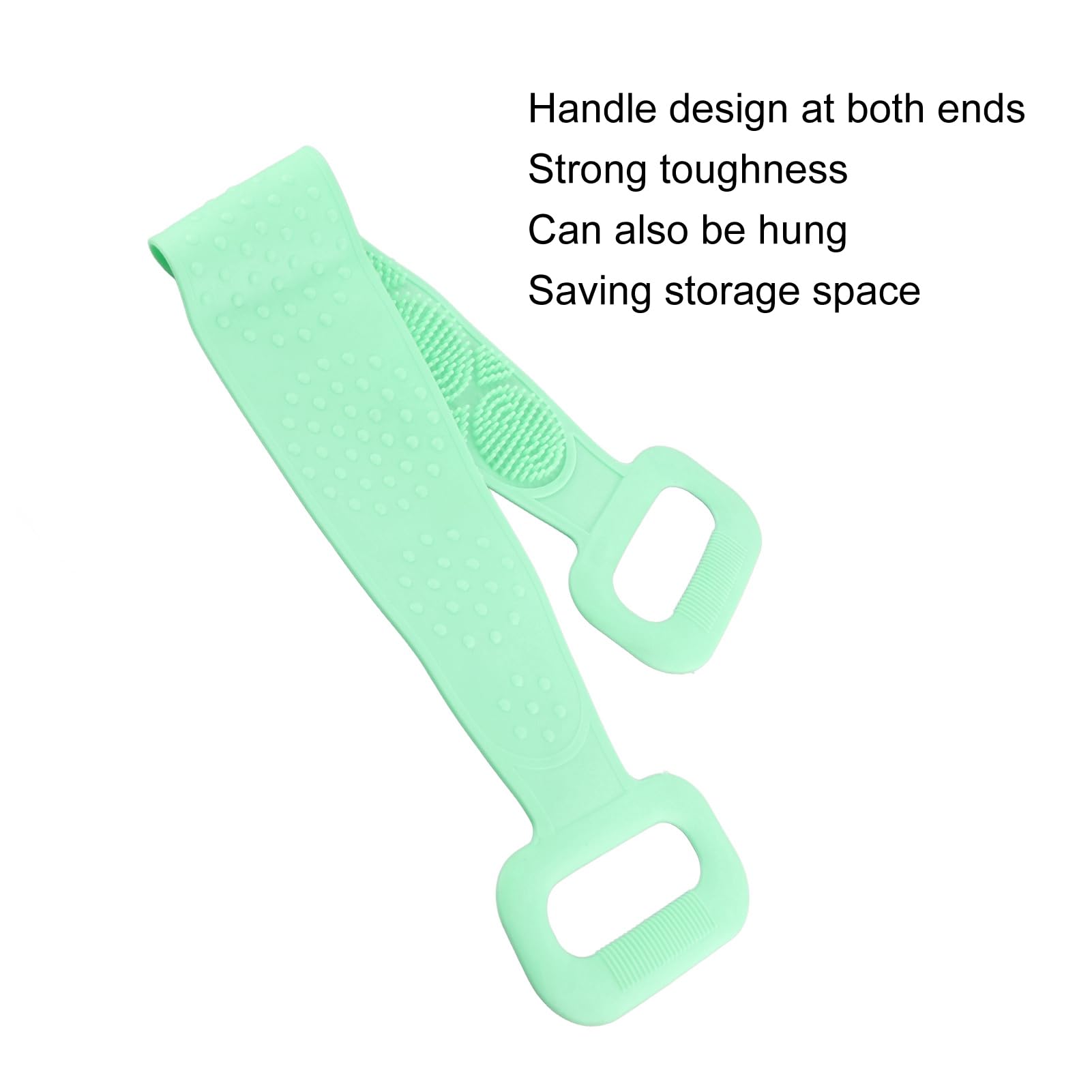 Brrnoo Spugna in Silicone per Doccia, Dorso Lavaggio Esfoliante, Manico Lungo, Linee Massaggianti Morbide, Strumento per Corpo Uomo Donna (GREEN)