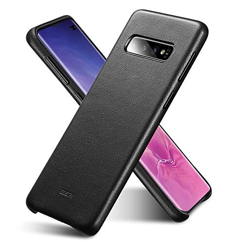 ESR Premium Real Leather Case for The Samsung Galaxy S10 Plus, Slim Protective Cover [Supports Wireless Charging] for The Samsung Galaxy S10 Plus (2019) - Black