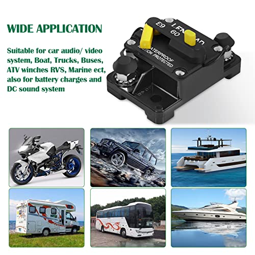 Lenkrad 60 Amp Marine Circuit Breaker With Manual Reset Switch Button For Boat Marine Rv Yacht, 12V - 48V Dc, Waterproof, Surface Mount(60 Amp Circuit Breaker) #TOP5