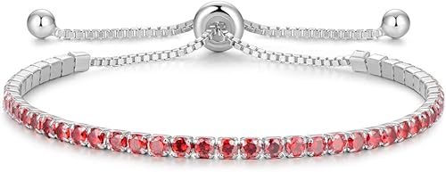 Regalos de Navidad Pulseras de piedra natal de plata esterlina para mujer 2.5mm Pulseras de tenis bolo de moda Joyería Regalos de cumpleaños para