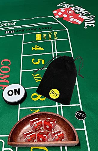 Cyber-Deals Craps Starter Kit Sets, Featuring Authentic Las Vegas Casino Table-Played Dice, Wood Dice Boat (Boulder Station (Red Polished)) #TOP28