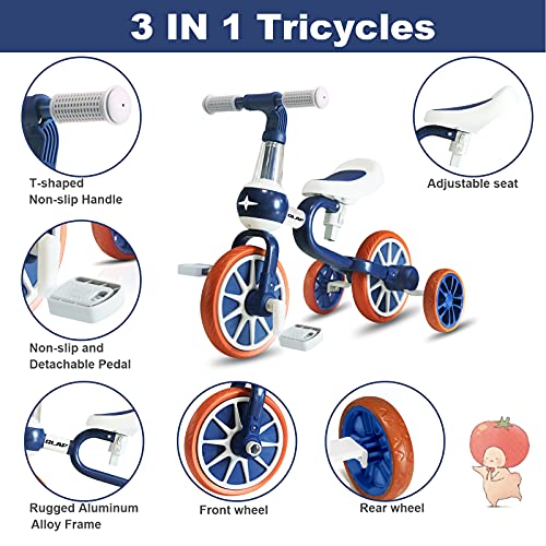 XJD Kids Tricycles for 2 Years Old and Up Boys Girls Tricycle Kids Trike Toddler Tricycles for 2-4 Years Old Kids Toddler Bike Trike 3 Wheels Tricycle Kids Walking Tricycle